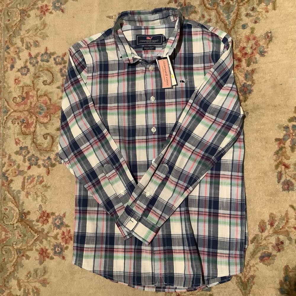 VINEYARD VINES Boys Whale Plaid Shirt Sz 12-14 - Picture 4 of 5